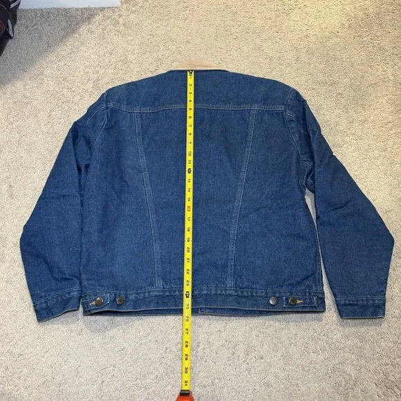 Wrangler Denim Jacket Mens 46 Blue Blanket Lined Western Tucker Corduroy Vintage - Picture 3 of 13